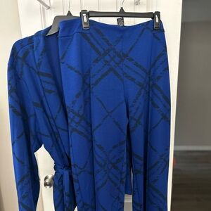 Stylish Blue and Black Women's Wide Leg Pantsuit